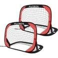 thumbnail image 1 of RUNBOW Pop Up Portable Soccer Goal for Kids Children's Soccer Net Outdoor Fun in Backyard and Beach（3.3x2.2ft, Red，2 packs）, 1 of 7