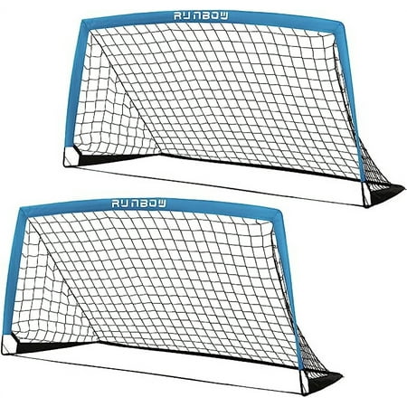 RUNBOW 6' x 4' Portable Kids Soccer Goal Foldable Soccer Net for Backyard Practice, 2 Pack