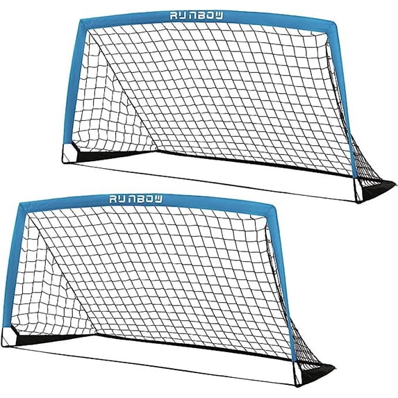 RUNBOW 6' x 4' Portable Kids Soccer Goal Foldable Soccer Net for Backyard Practice, 2 Pack