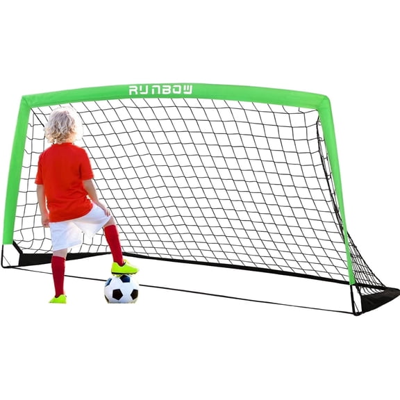 RUNBOW 6x4 ft Portable Kids Soccer Goal for Backyard Practice Soccer Net with Carry Bag (6x4 ft, 1 pack, Green)