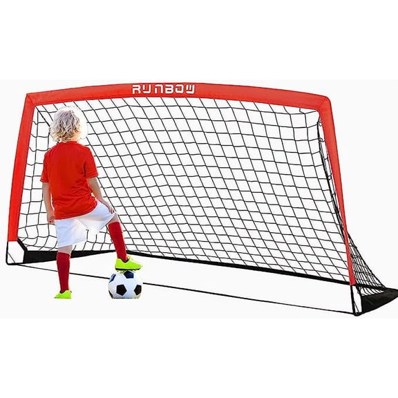 RUNBOW 6x4 ft Portable Kids Soccer Goal for Backyard Practice Soccer Net with Carry Bag