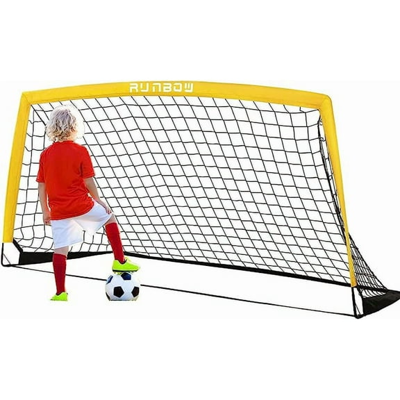 RUNBOW 6x4 ft Portable Kids Soccer Goal for Backyard Practice Soccer Net with Carry Bag