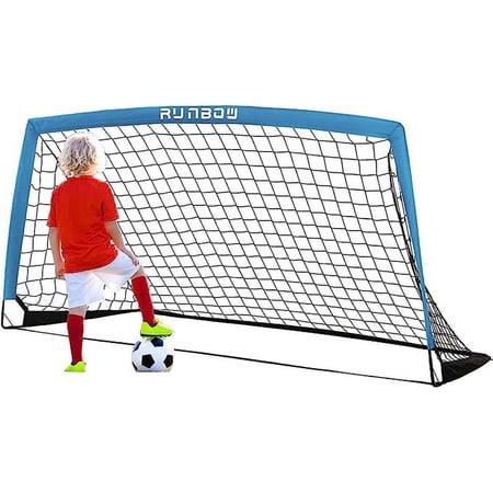 RUNBOW 6x4 ft Portable Kids Soccer Goal with Carry Bag, Foldable Soccer Net for Backyard Practice