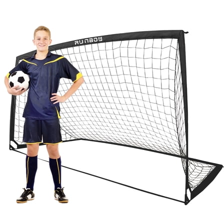 RUNBOW 9x5 ft Portable Kids Soccer Goal for Backyard Goals Adult Junior Soccer Net with Carry Bag