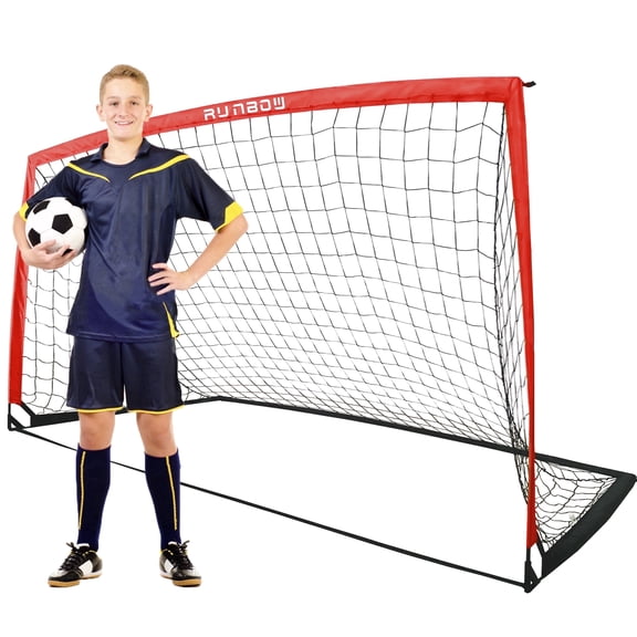 RUNBOW Portable Soccer Goal Red, 9x5 ft, with Carry Bag