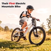 RUNDEER 20 Electric Bike for Age 6-13, Kids Ebike, 250W, 48V/20Ah, 20MPH, 32 Miles Range, 2849 by T V Certificated, White