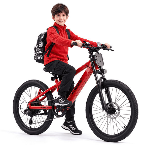 RUNDEER 20 Inch Kids Electric Bike, Ages 8-12 ( Fits 4'3"-5'7") ,Electric Mountain Bicycle for Teenagers 250W Motor, 20MPH, 32 Mile Range