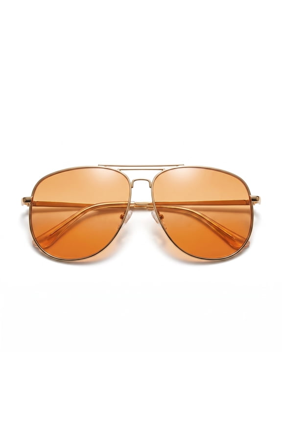 Oversized Aviator Sunglasses for Women Gold Frame Brown Lens Retro UV Protection