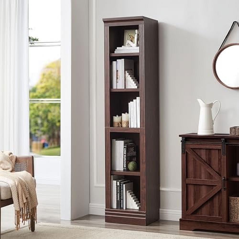 RUNFAYBIU 5 Narrow Bookcase 72 in Tall Skinny Bookshelf Small