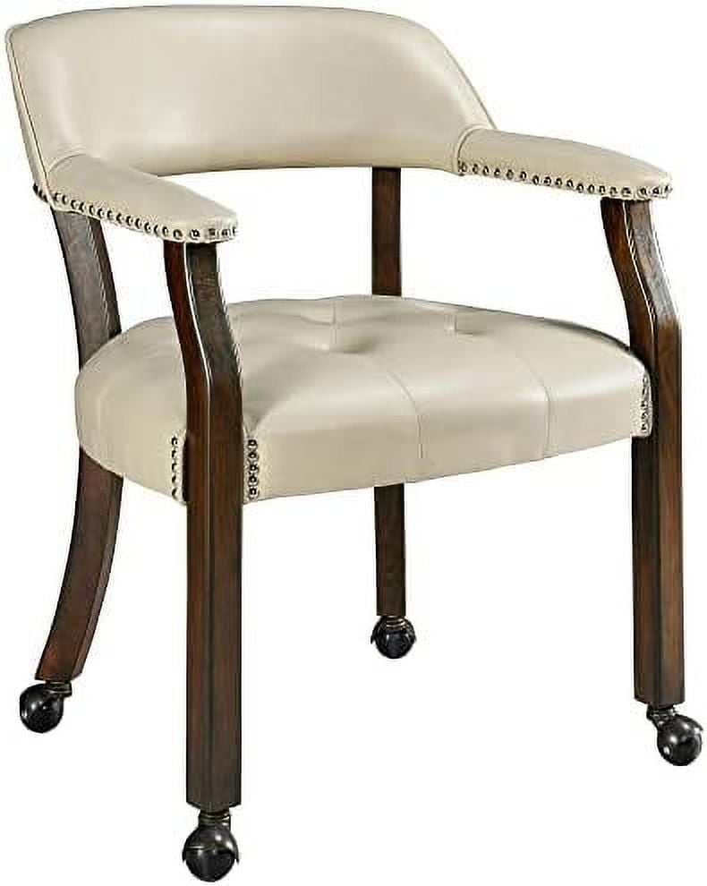 RUNFAYBIU Dining Chairs with Casters and Arms Rolling Dining Chairs with Wheels Solid Wood