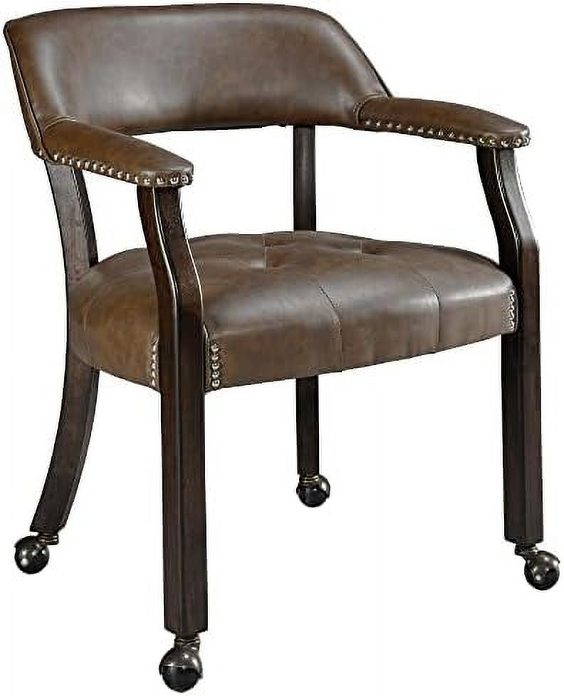 RUNFAYBIU Dining Chairs with Casters and Arms Rolling Dining Chairs with Wheels Solid Wood