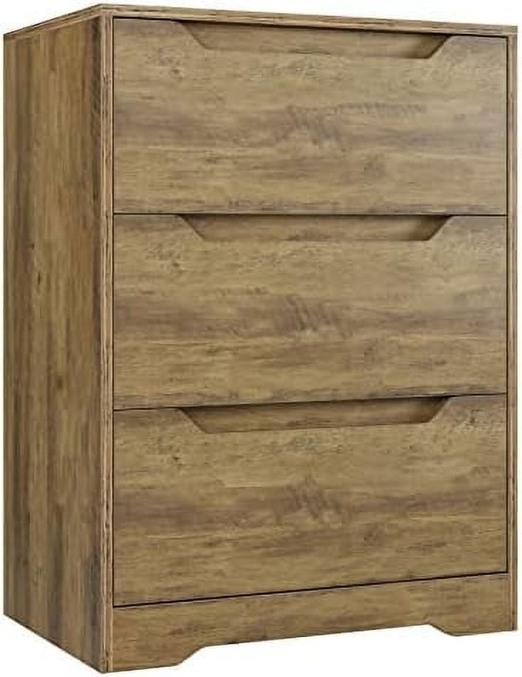 Runfaybiu Modern 3 Drawer Dresser Wood Chest Of Drawers With Tall