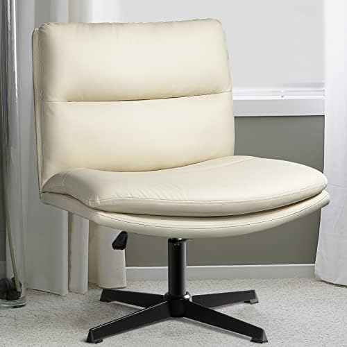 RUNFAYBIU PUPadded Armless Office Desk Chairs No Wheels HighBack Wide