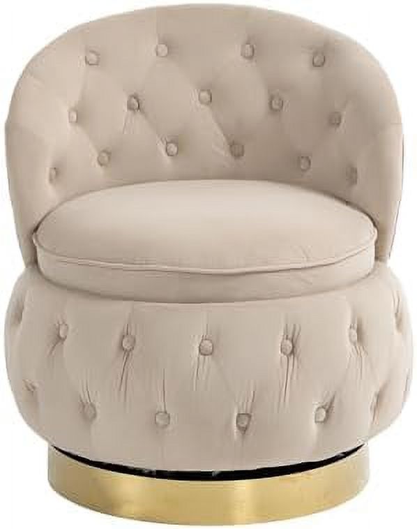 RUNFAYBIU Round Swivel Chair with Under Seat Tufted Back Small Comfy
