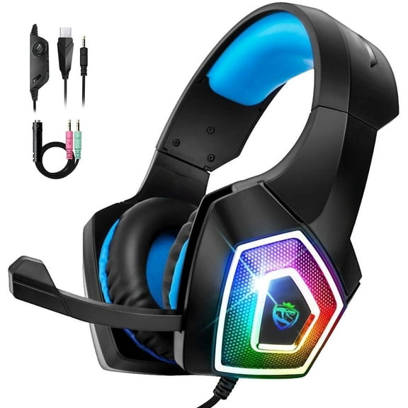 RUNMUS Gaming Headset with 7.1 Surround Sound for Xbox One, PS4, PS5, PC, Mac, Nintendo Switch