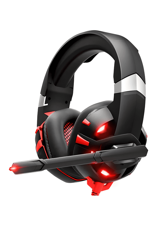 RUNMUS Gaming Headset with Noise Canceling Mic for PS4, Xbox One, PC, Mobile, 7.1 Surround Sound Headphone with LED Light for Kids Adults