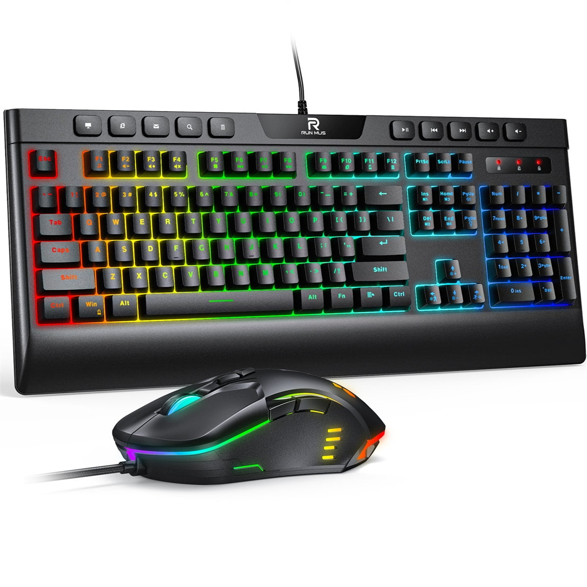 RUNMUS RGB Gaming Mouse, Ergonomic USB Gaming Mice for PC, Laptop, 6400 DPI  Adjustable 