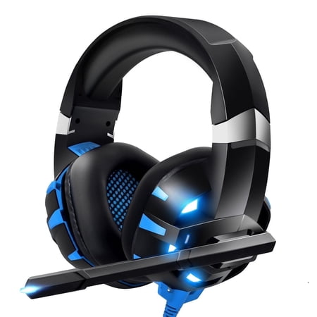 RUNMUS K2 Gaming Headset with 7.1 Surround Sound Stereo, Noise Canceling PS4 Headset with Mic & LED Light, Compatible with PC, PS5, Xbox One Controller, Nintendo Switch