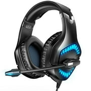 RUNMUS PS4 Headset, Gaming Headset with Stereo Sound, Noise Canceling Mic & LED Light for PC PS4 PS5 Xbox One Mac Switch Laptop