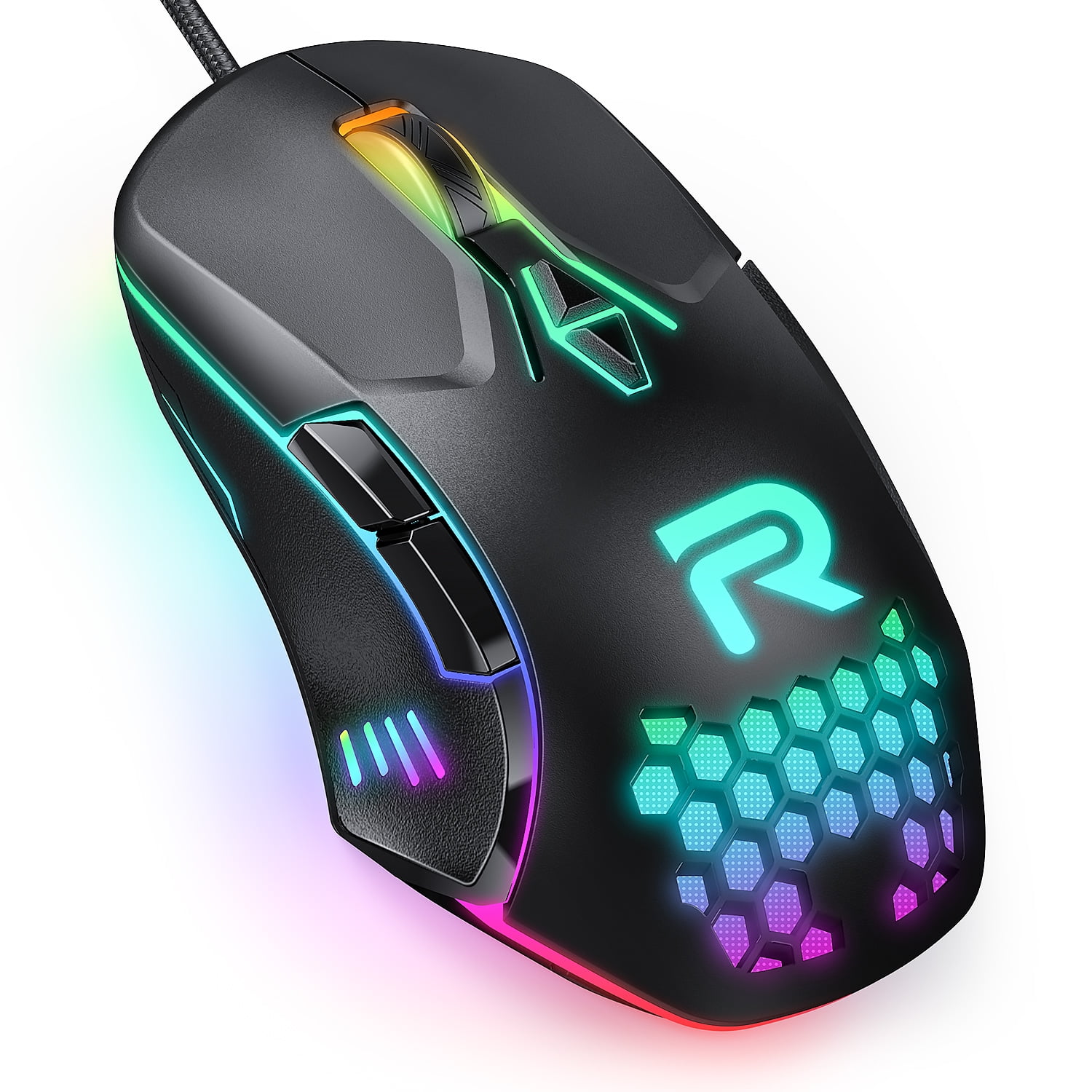 RUNMUS RGB Gaming Mouse, Ergonomic USB Gaming Mice for PC, Laptop, 6400 DPI  Adjustable 