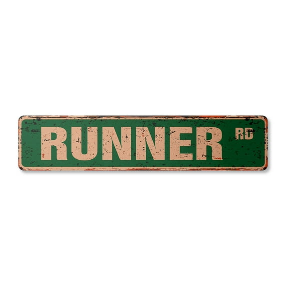 RUNNER Vintage Plastic Street Sign marathon cross country running jog | Indoor/Outdoor | 30" Wide