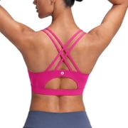 Sports Bra for Women High Impact Padded Longline Workout Tank Top Crisscross Back Yoga Fitness Bra
