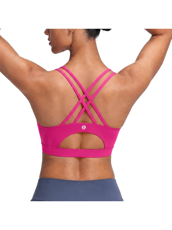 Sports Bra for Women High Impact Padded Longline Workout Tank Top Crisscross Back Yoga Fitness Bra