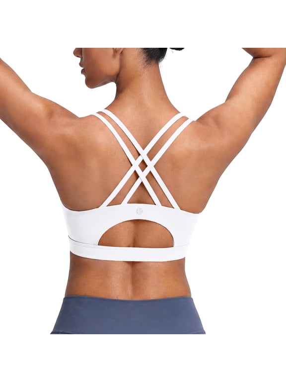 Sports Bra for Women High Impact Padded Longline Workout Tank Top Crisscross Back Yoga Fitness Bra