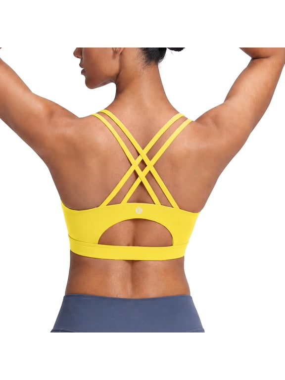 Sports Bra for Women High Impact Padded Longline Workout Tank Top Crisscross Back Yoga Fitness Bra