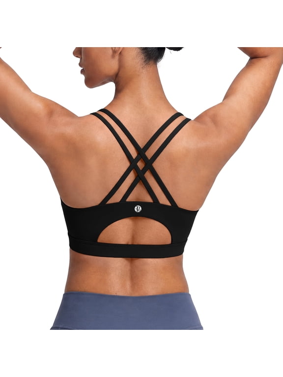 Sports Bra for Women High Impact Padded Longline Workout Tank Top Crisscross Back Yoga Fitness Bra