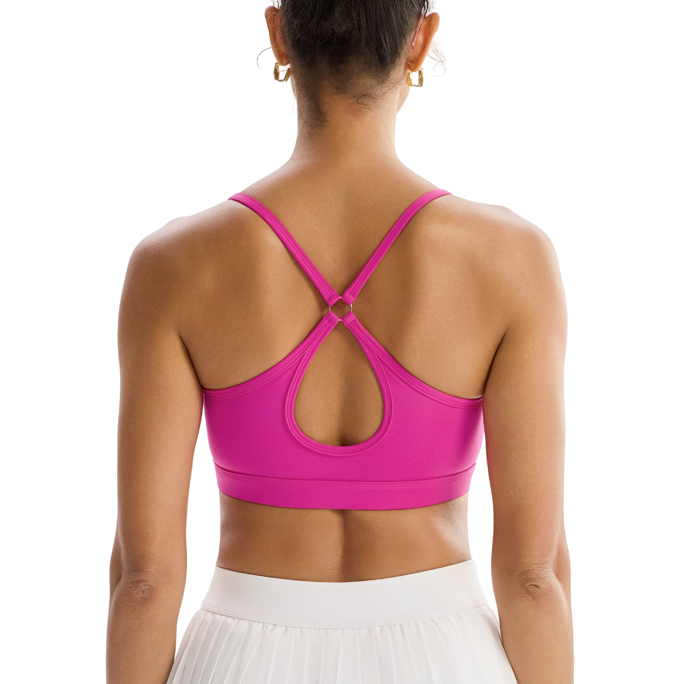 RUNNING GIRL Women’s Medium Support Sports Bra Fixed Cup Criss Cross Teardrop Back Workout Bra — $19.54 (15% off)