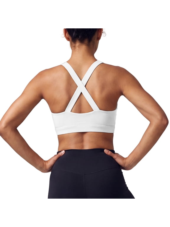 Women's Athletic Sports Bra with Built-In Cups Medium Support Criss Cross Back Workout Yoga Bra for Running Gym Fitness
