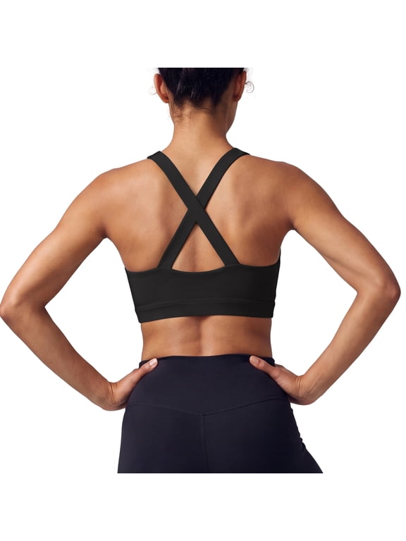 Women's Athletic Sports Bra with Built-In Cups Medium Support Criss Cross Back Workout Yoga Bra for Running Gym Fitness