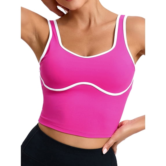RUNNING GIRL Women's Yoga Tank Top with Built-in Bra, Sleeveless Athletic Workout Tank, Racerback Crop Sports Top for Yoga, Gym, Running