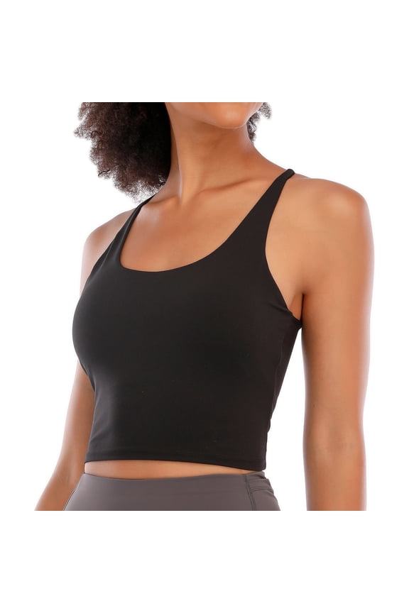 Women’s Cross Back Bra , Built-in Bra Athletic Crop Top, Lightweight Support Sleeveless Workout Top for Yoga Gym Running Daily Wear