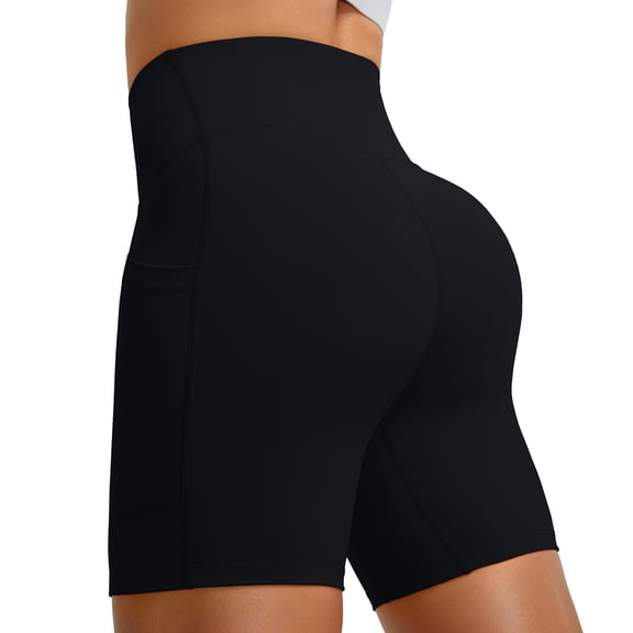 RUNNING GIRL Women’s High Waisted Yoga Shorts with Pockets – Tummy Control Workout Biker Shorts, Stretch Athletic Gym Running Shorts for Women