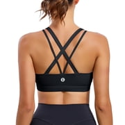 Women’s Medium Support Sports Bra Crisscross Back, Removable Pads Wireless Yoga Bra, Breathable Workout Gym Top