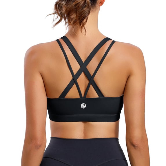 RUNNING GIRL Women’s Medium Support Sports Bra Crisscross Back, Removable Pads Wireless Yoga Bra, Breathable Workout Gym Top