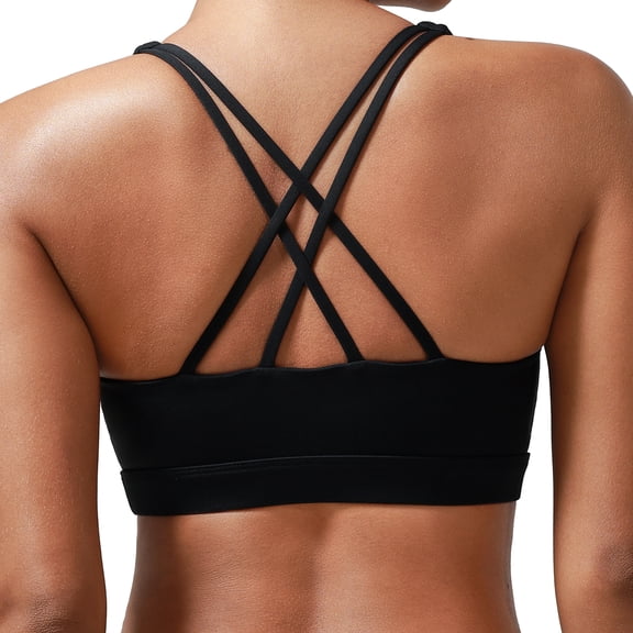 RUNNING GIRL Women’s Medium Support Sports Bra Cross Back Workout Bra with Removable Pads
