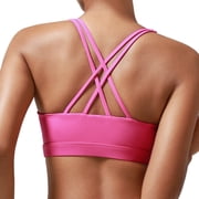 RUNNING GIRL Women s Medium Support Sports Bra Cross Back Workout Bra with Removable Pads