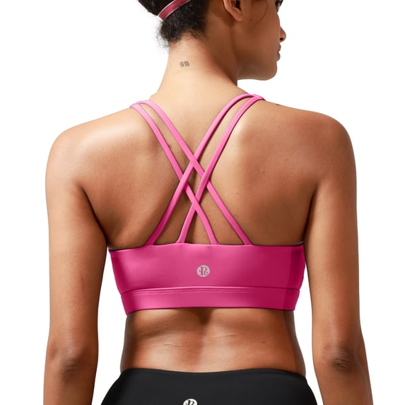 RUNNING GIRL Women’s Medium Support Sports Bra Cross Back Workout Bra with Removable Pads