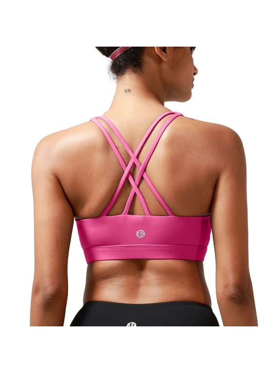 Women’s Medium Support Sports Bra Cross Back Workout Bra with Removable Pads