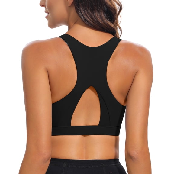 RUNNING GIRL Women’s Medium Support Sports Bra Racerback Mesh Back Workout Bra with Removable Pads Yoga Bra for Gym Fitness