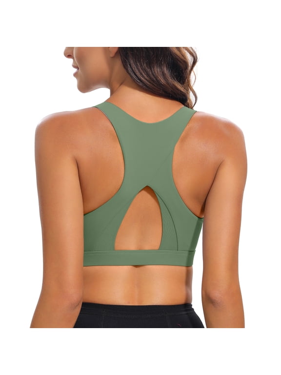 Women’s Medium Support Sports Bra Racerback Mesh Back Workout Bra with Removable Pads Yoga Bra for Gym Fitness