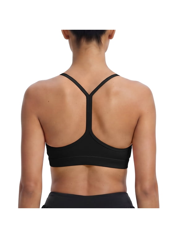 Women's Padded Y-Back Sports Bra Low Impact Spaghetti Strap for Yoga Workout Top