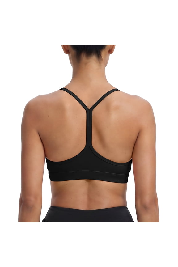 Women's Padded Y-Back Sports Bra Low Impact Spaghetti Strap for Yoga Workout Top