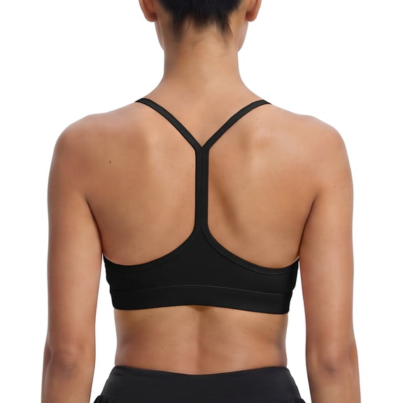 RUNNING GIRL Women's Padded Y-Back Sports Bra Low Impact Spaghetti Strap for Yoga Workout Top