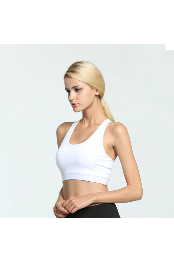 Women's Racerback Sports Bra, Medium Support Padded Yoga Bra with Removable Cups, Breathable Workout Tank Top for Gym Running Training
