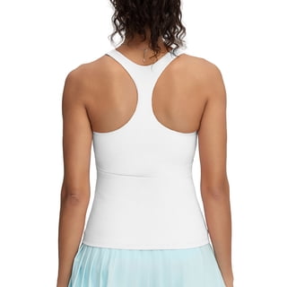 RUNNING GIRL Women’s Racerback Workout Tank Top with Built-in Bra Longline Ribbed Athletic Yoga Top Padded Fitness Top