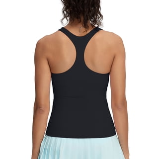 RUNNING GIRL Women’s Racerback Workout Tank Top with Built-in Bra Longline Ribbed Athletic Yoga Top Padded Fitness Top